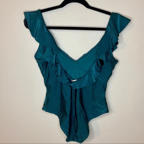 Tahari peacock teal ruffle one piece bikini small - Picture 10 of 10